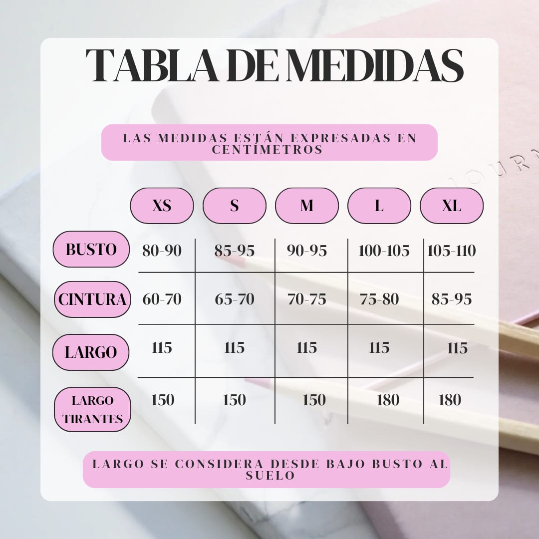 Tabla de medidas para vestidos